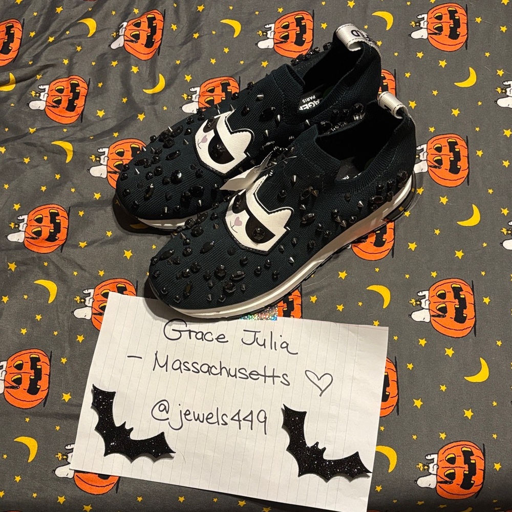Karl Lagerfeld Black Studded Slip-On Sneakers